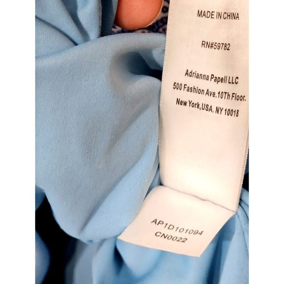 Adrianna Papell Floral Maxi Dress Size 12 Blue w Tassel Tie Front Stretch Waist - Picture 15 of 16